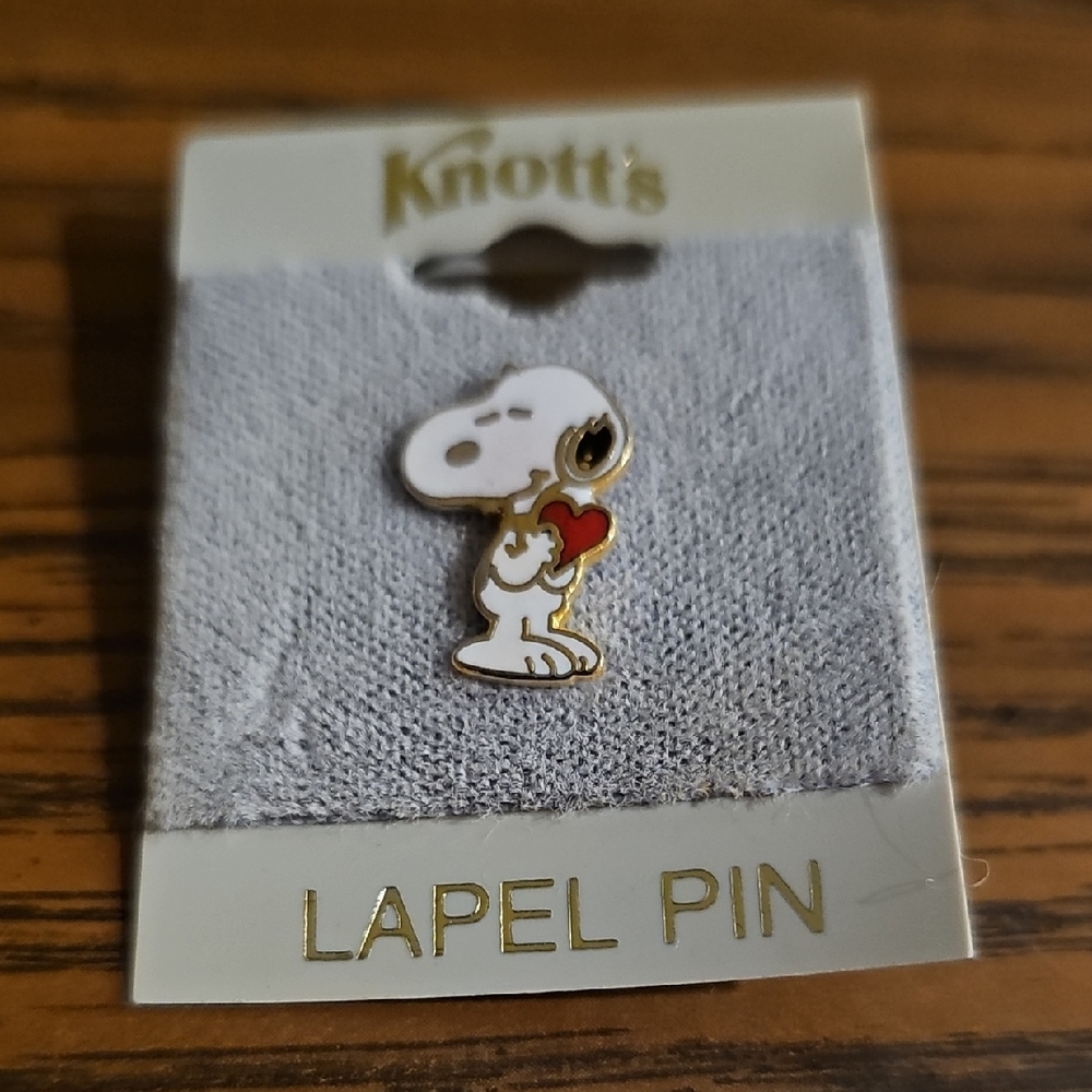 Snoopy Heart Lapel Pin - Red and White